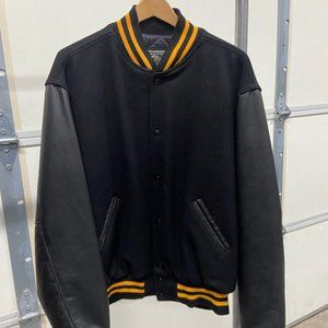 HOLLOWAY Varsity Jacket -- Mens XL Black and Gold
